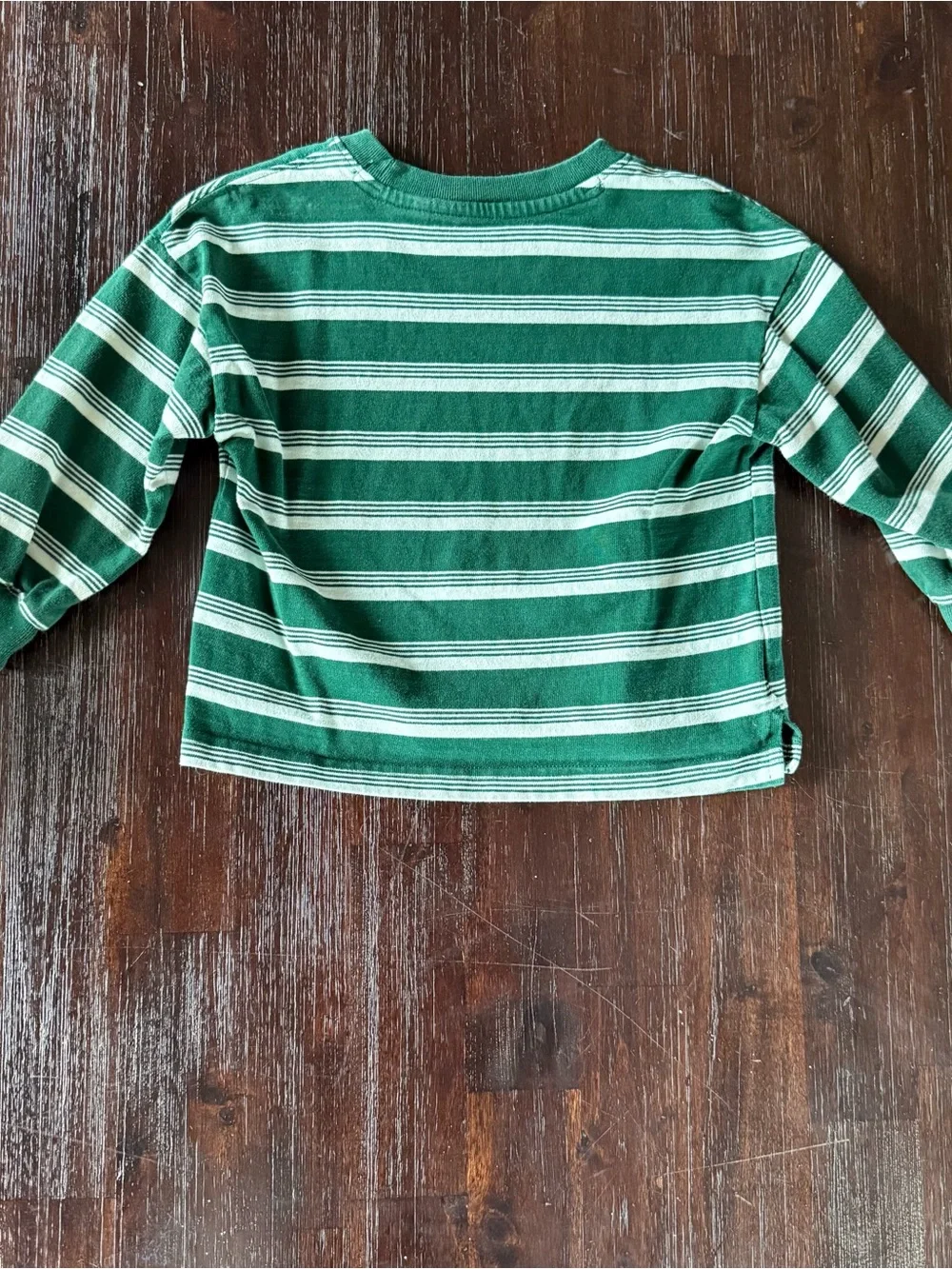 GAP Green and White Striped Long-Sleeve Tee